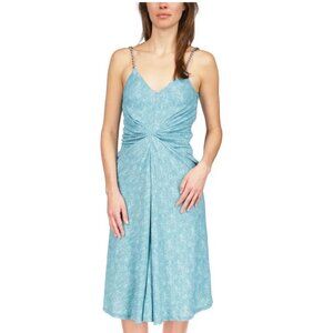 MICHAEL KORS Woman Spaghetti Straps Aqua Fit and Flare Short Dress L